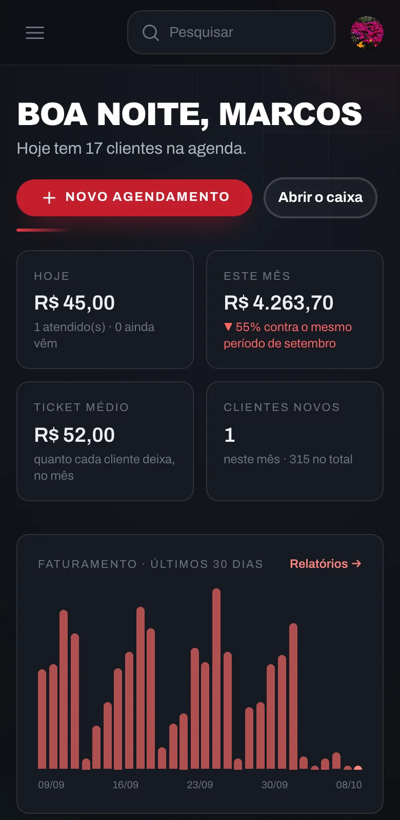 Tela Início aberta no celular